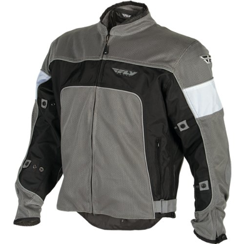 Fly Racing Coolpro II Men's Mesh Street Motorcycle Jacket - Silver/Black / Large Jackets & Vests Fly Racing 477-4034L-WPS-AMA