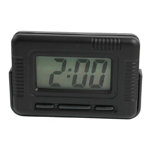 Black Plastic Case Car Dashboard LCD Display Digital Clock Clocks Amico a13010300ux0090