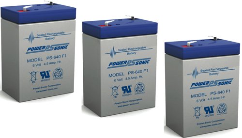 Atlite 24-1001 - 6.00 Volt 4.50 AmpH SLA Battery - 3 Pack Batteries Powersonic PS-640FMP3