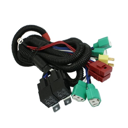 Car 30A Fuse 4 H4 HID Headlight Foglight Female Plug Relay Harness Wire Accessories Amico
