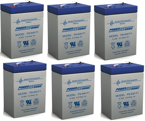 6V 4.5Ah Repacement LC-R064R5P Sealed Lead Acid Battery - 6 Pack Batteries Powersonic PS-640FMP6