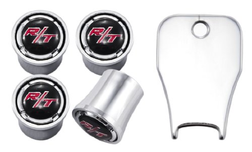 Dodge R/T Black, Red & Chrome Locking Anti-theft Valve Stem Caps (4 pc) Valve Stems & Caps Yates Performance WA1155