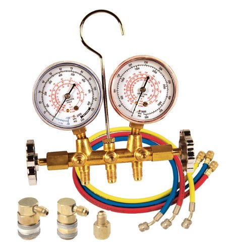 FJC 6692 R12/R134a Brass Dual Manifold Gauge Set Air Conditioning Line Repair Tools FJC 6692