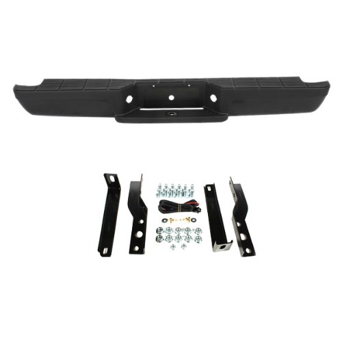 CarPartsDepot 364-18119-20-BK BLACK REAR STEP BUMPER+PAD+BRACKET COMPLETE ASSEMBLY FO1102257 Bumpers CarPartsDepot 364-18119-20-BK
