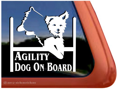Agility Dog On Board ~ Yorkie Agility Dog Vinyl Window Decal Sticker Decals NickerStickers DC621OB