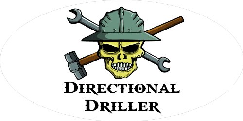 3 – Directional Driller Skull Hard Hat / Helmet Stickers 1 1/2” x 3” H313 Protective Gear Sticker Pirate HH336