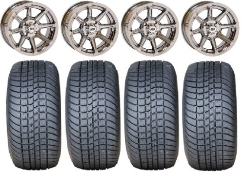 STI HD2 iChrome Golf Wheels 12 EFX Lo Pro 225x35-12 Tires EZ-GO/Club Car (4) Golf Cart KJ Motorsports STHD2SEi+EFXLP2253512