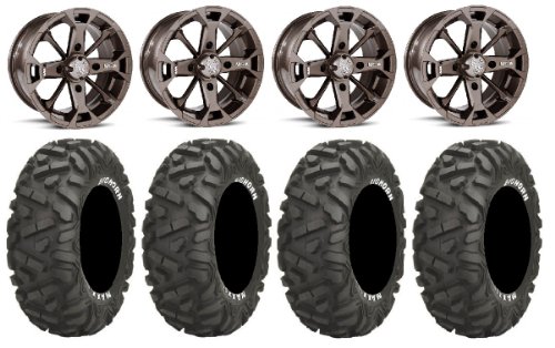 MSA Bronze Elixir 14 ATV Wheels 28 BigHorn Tires Honda Rincon Yamaha Rhino Kawasaki Brute Force Suzuki KingQuad ATV KJ Motorsports MSAM17B14X7+28BH1