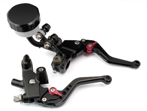 A Pair of black CNC Front UNIVERSAL 7/8(22mm) Motorcycle Aluminum Clutch Brake Master Cylinder Reservoir Levers Kit Set Fit For APRILIA FALCO/SL1000 2000-2004 Brake Cables & Lines etop MT828_black_BL_086