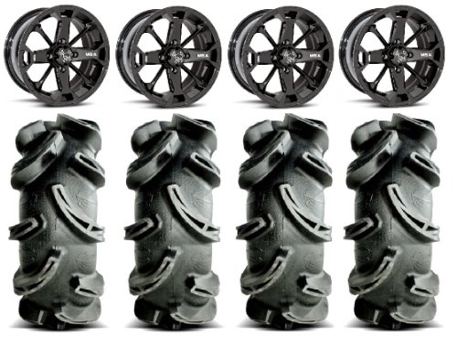 MSA Black Elixir 14 ATV Wheels 30 EFX MotoMonster Tires Kawasaki Teryx Mule ATV & UTV KJ Motorsports MSAM17BK14X7+30MTM3