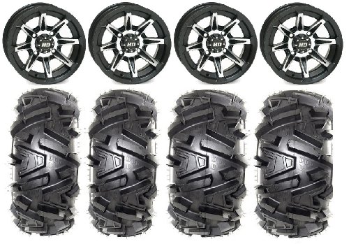 STI HD2 14 Wheels Matte Black 26 EFX Moto MTC Tires Can-Am Commander Maverick Renegade Outlander Lug Nuts KJ Motorsports STHD2B14x7+26MTC2