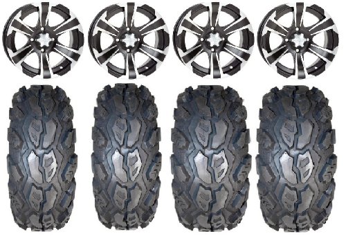ITP SS312 14 Wheels Black 26 EFX MotoGrip Tires Honda Rincon Yamaha Rhino Kawasaki Brute Force Suzuki KingQuad Street Motorcycle KJ Motorsports ITSS312B14x68+26MG1