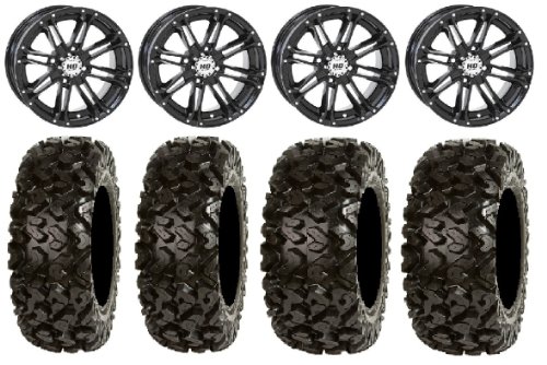 STI HD3 14 Wheels Black 26 Rip Saw Tires Can-Am Commander Maverick Renegade Outlander Lug Nuts KJ Motorsports STHD3GB14x7+26RS2