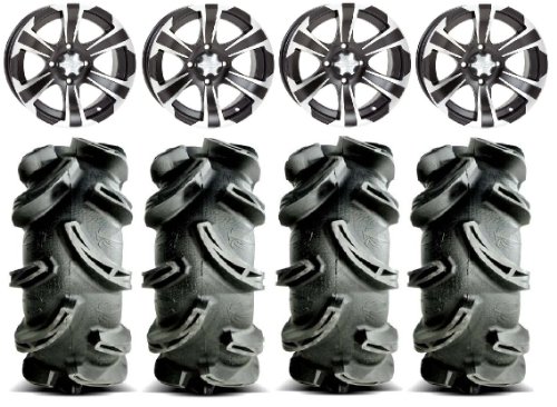 ITP SS312 14 Wheels Black 30 EFX MotoMonster Tires Honda Rincon Yamaha Rhino Kawasaki Brute Force Suzuki KingQuad ATV & UTV KJ Motorsports ITSS312B14x68+30MTM1
