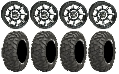 STI HD2 14 Wheels Matte Black 30 BigHorn Tires Polaris Sportsman XP 550 850 Lug Nuts KJ Motorsports STHD2B14x7+30BH4