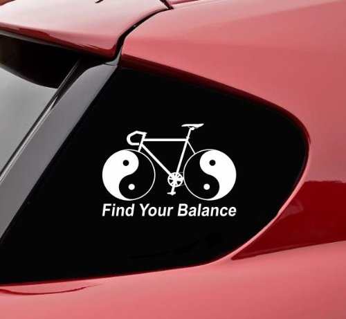 Find your balance ying yang bike cycling vinyl decal bumper sticker Bumper Stickers, Decals & Magnets