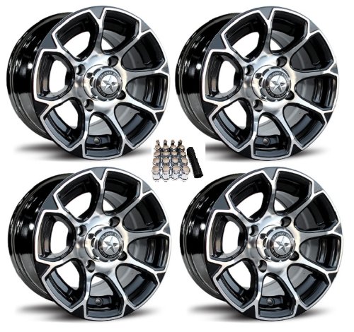 Fairway Alloys 10 Evo Gloss Black Golf Cart Wheels/Rims EZ-GO/Club Car (4) Car Fairway Alloys FAEVGB10X7FS