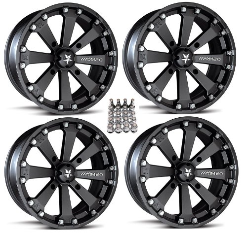 MSA M20 Kore ATV Wheels/Rims Black 14 Honda Rincon Yamaha Rhino Kawasaki Brute Force Suzuki KingQuad (4) ATV KJ Motorsports MSAM20BK14X7-1FS