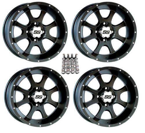 ITP SS108 ATV Wheels/Rims Black 12 Honda Rincon Yamaha Rhino Kawasaki Brute Force Suzuki KingQuad (4) ATV KJ Motorsports ITSS108B12x7-1FS