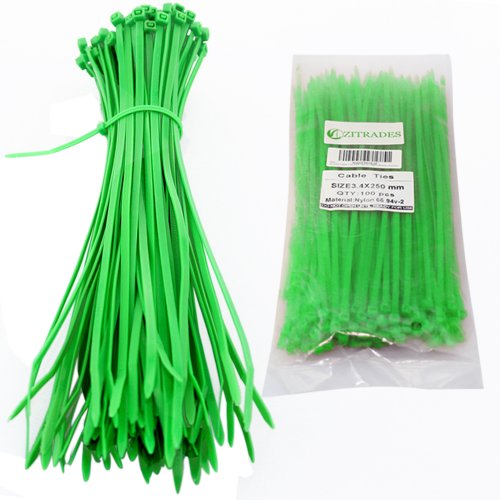 Zitrades 9.85 Green Cable Ties 100pcs By Zitrades Cables ZITRADES