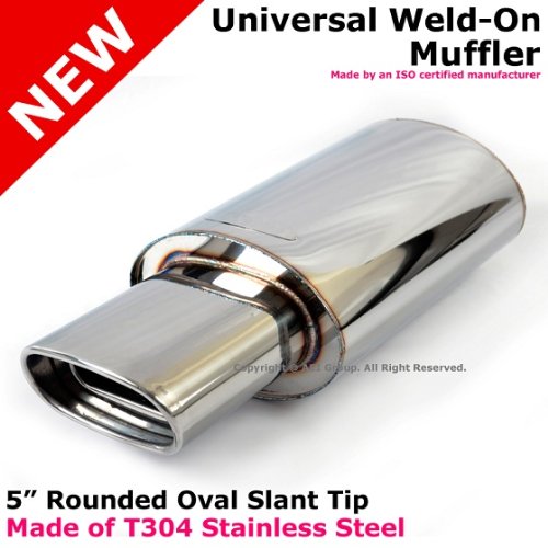 Scion Tc Xb Smart Chrome 5 Inch Oval Slant Tip Outlet 2.5 Inch Inlet Muffler Cat-Back Systems Generic EXM-UNI-307100