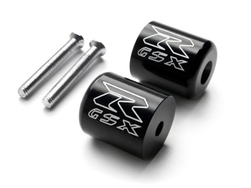 Black Suzuki GSXR Engraved Bar Ends Weights Sliders - GSXR 600 750 1000 Hayabusa and More! (1989-2013) Bar Ends KapscoMoto WBE005-B