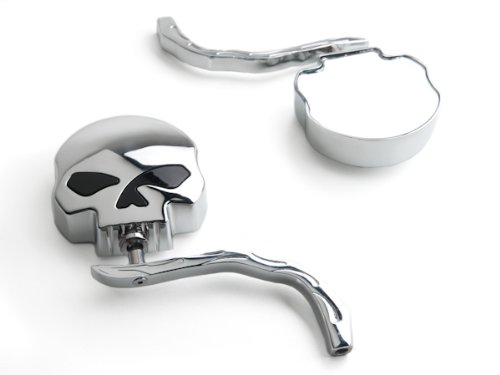 Skull and Flames Universal Custom Chrome Motorcycle Mirrors - Free Adapters Mirrors Fits Most Harley Davidsons, Suzuki, Honda, Kawasaki Cruisers Mirrors KapscoMoto MT354C