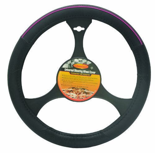 Sport Pink Line Design Steering Wheel Cover- Black Steering Accessories Hercules Car 7025