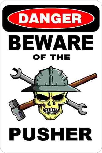 3 – Danger Beware of The Pusher 1.5” x 2.25” Hard Hat Stickers H366 Bumper Stickers, Decals & Magnets Sticker Pirate HH404