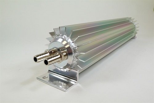 Satin Aluminum Finned Dual Pass Transmission Cooler - 24 Cooling Lines Pirate Mfg SS5053X