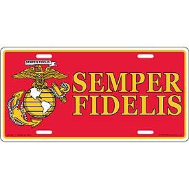 US Military Armed Forces License Plate - USMC U.S. Marines - United States Marine Corps Semper Fidelis Eagle & Anchor Logo Covers LP0655