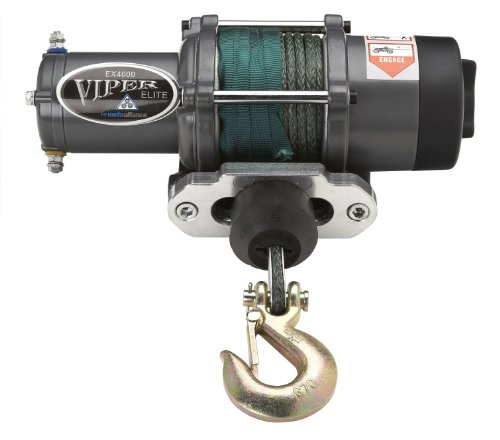 Viper Elite 4000lb ATV Winch & Custom Mount for Polaris Ranger Mid Size with GREEN AmSteel®-Blue synthetic rope Winches Moto Alliance EX4000-GR40-MA11901