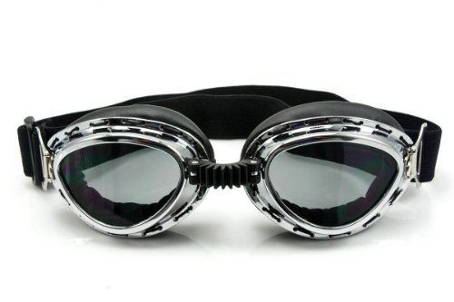 Neverland Motorcycle Bike Scooter Aviator Pilot Cruiser Goggles - Smoke Black Goggles Neverland-motor(Automotive & Powersports) M11-15-B