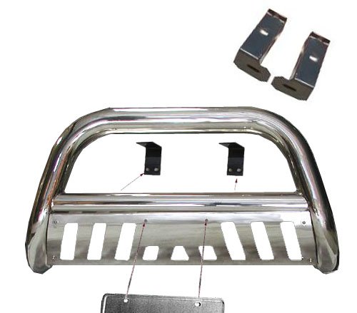 2001 2002 2003 2004 2005 2006 Chevy SILVERADO 2500HD Stainless Steel Classic Bull Bar Brush Guard Grille & Brush Guards 0260TGD 02QC-60510-1