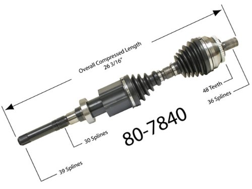 Volvo S 80 (99-05 w/ Viscous) Axle Shaft RIGHT halfshaft with cv joints + boots Boot Clamps USA Industries VOL_80-78407453