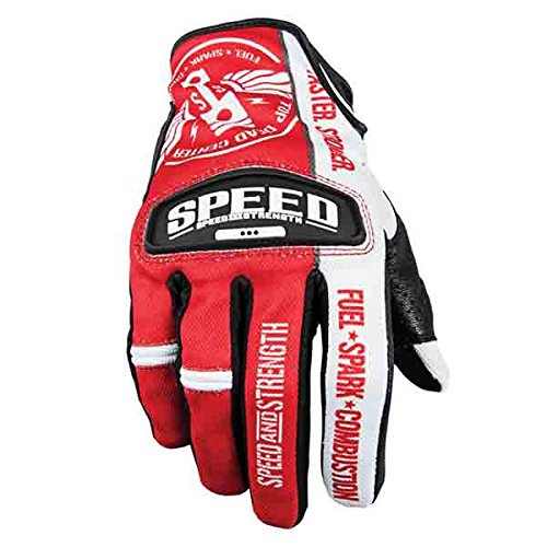 Speed and Strength Top Dead Center Men's Leather/Mesh Street Racing Motorcycle Gloves - Red/White / Small Gloves Speed and Strength 87-6935-TR-AMA