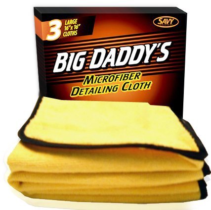 Big Daddys TM Best Microfiber Towels - 3-pack Cloths For Detailing and Cleaning - Perfect Drying Towel - For Travel And Sports - Perfect For Kitchen Bath and Furniture - Thick 360 Gram 16 Inch By 16 Inch - Two Sided For Various Applications Chamois Savy Industries color