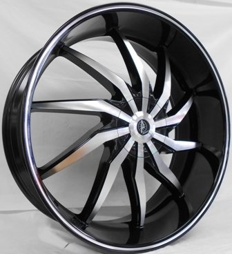 AVENGER A5 24X9.5+15 5X115+5X120 C.B 74.1 BLACK MACHINE FACE + 6MM GRO Car AVENGER A5-2495-2115FG12-74.1