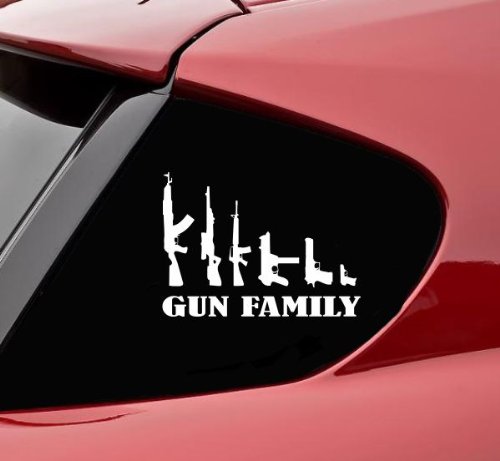 Gun family ak47 rifle ar15 pistol vinyl decal bumper sticker Decals