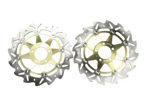 1 Pair Motorcycle Brake Disc Rotor Fit For KAWASAKI GPZ 1100 98 FRONT - L / R Gold Rotors E-TOP DBS036W024