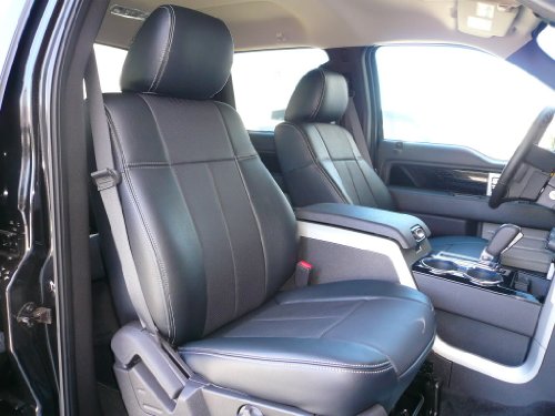 2012 Ford F150 Super Crew Clazzio Leather Seat Covers - Beige - Full Set - Front and Rear Row Accessories Clazzio 7209