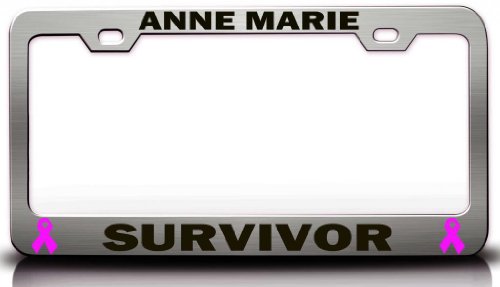 ANNE-MARIE SURVIVOR Female Cancer Survivor Metal License Plate Frame Style #1 Chrome Frames Tag Xpress fpet0000926186