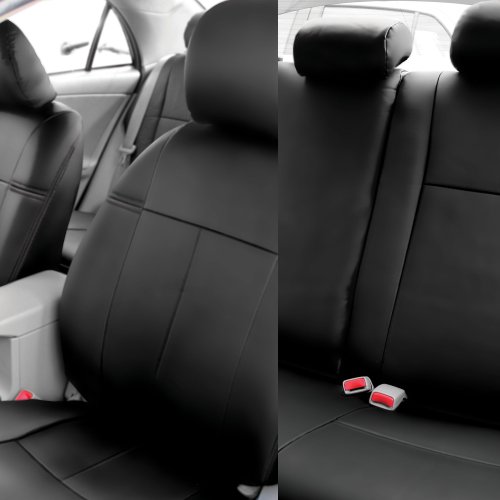 FH Gorup CM302 2009-2011 Toyota Corolla (Sedans Only) Deluxe Leatherette Black Custom Seat Covers Full Set Front and Back Accessories FH Group CM302COROLLA