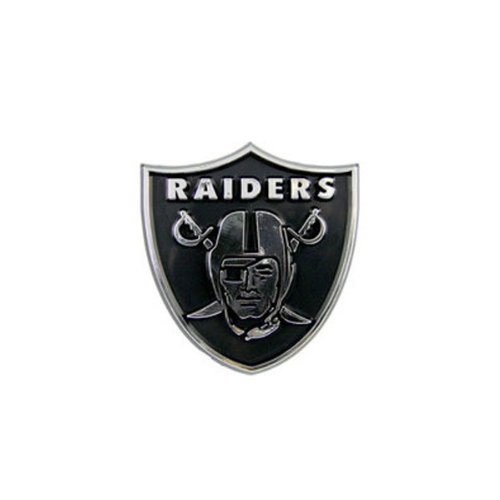 Adhesive-Backed 3D Plastic Chrome-Finish Emblem in NFL Team Logo Design - Oakland Raiders Emblems Team ProMark MB11CNRAIDERS-FBA