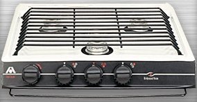 Atwood CV-35 BPN 52177 3 Burner Wedgewood Slide-In Cooktop Black Top Piezo Ignition Notched Appliances Atwood 52177