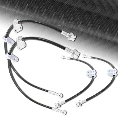 1990 - 1993 Acura Integra DB1 / DB2 Front Rear Stainless Steel Brake Line - Black ABS DNAMotoring 7-BLK-004-BK