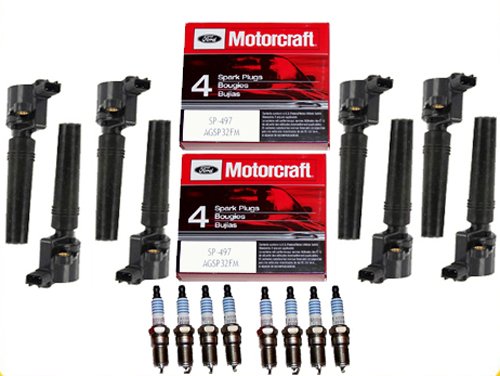 IC165 DG515 00-06 Ford Lincoln Jaguar 8 Ignition Coil + 8 Motorcraft Spark Plug SP497 Thunderbird LS S-Type 00 01 02 03 04 05 06 Coil Packs MotorKing IC165