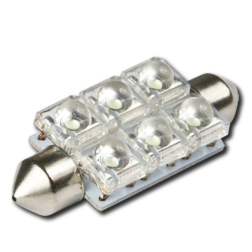 1 X 41MM BRIGHT WHITE AUTO INTERIOR DOME 6 X 5MM SUPER FLUX LED LIGHT BULB LAMP Touchup Paint DNA LED-11X41-6SF-WH