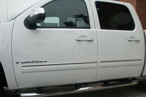 07-08 Chevy Silverado Crew Cab Rocker Panel Chrome Stainless Steel Body Side Moulding Molding Trim Cover Top 1 Wide 4PC Side MaxMate RP-CV274