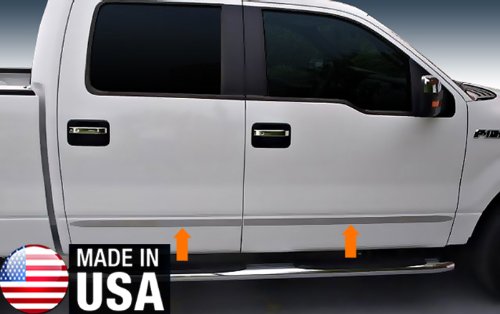 09-2013 Ford F150 Crew Cab Rocker Panel Chrome Stainless Steel Body Side Moulding Molding Trim Cover 1 1/2'' Wide 4PC Side MaxMate RP-FD721